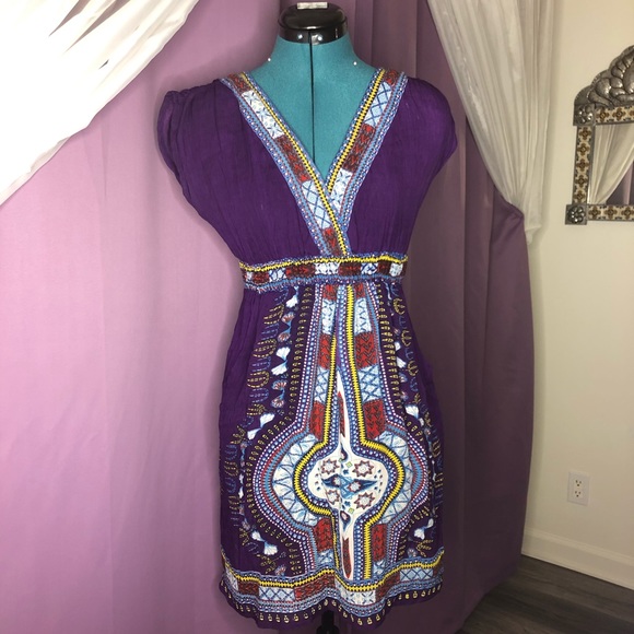 Purple Linen Summer Dress - Picture 3 of 7